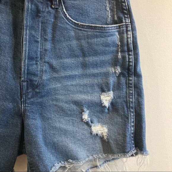 3x1 NYC Sz 25 High  Rise Buttonfly Raw Hem Distressed Jean Shorts - Picture 3 of 11